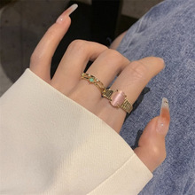 高级感爱心戒指女小众设计ins食指轻奢时尚粉钻欧泊潮流指环戒
