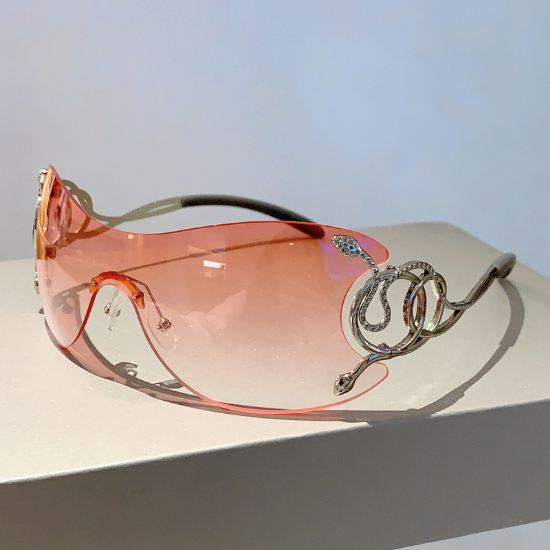 Personalized Fashionable Frameless Snake Shaped Y2k Sunglasses_voghion.com