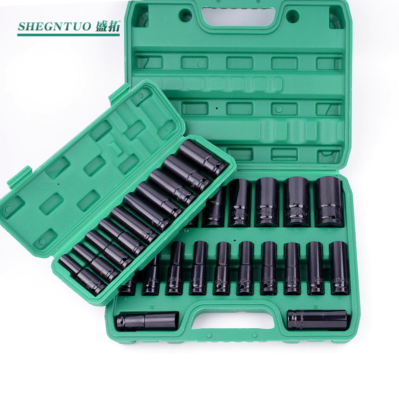 厂家供应电动扳手套筒 1/2电动工具六角套筒套装10件15件20件套装