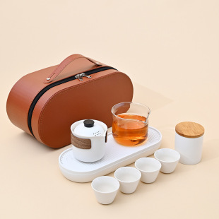 Travel tea set suit portable fast guest cup a pot of 4 cups company business group building annual meeting anniversary gift set logo