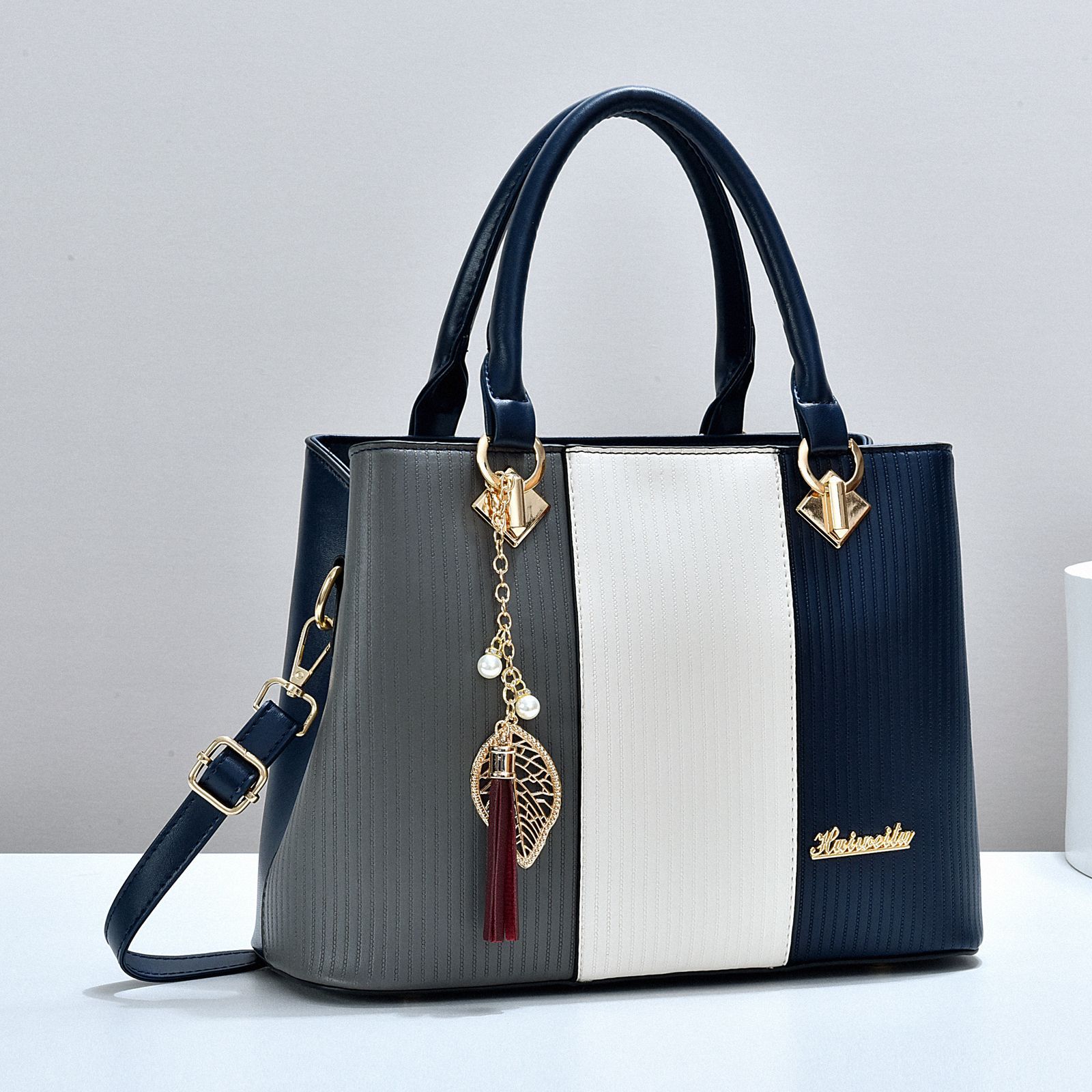 Color Block Women's Fashion Trend Handbag PU Shoulder Crossbody Large Capacity Bag Bags_voghion.com