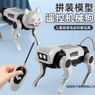 Remote Control Mechanical Dog Assembly Supermarket Toy Set for Boys, Mechanical Dog and Cat Walking DIY Internet Celebrity