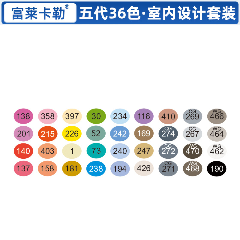 36 colores interiores de cinco generaciones