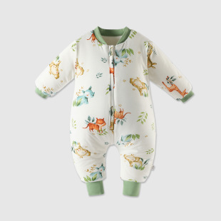 Baby Winter Leg Sleeping Bag Men's and Women's Baby Cotton Autumn and Winter Thickened Constant Temperature Sleeping Bag Children's Long Sleeve Anti-kick Quilt Artifact