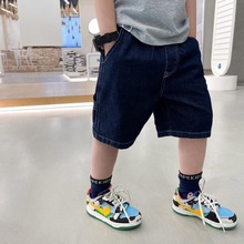 日本潮牌bape童装25夏季新款儿童猴子刺绣字母牛仔短裤休闲五分裤