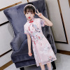 Pink 2021 new pattern girl cheongsam summer Retro Little Girl children Mid length version Chinese style Big boy Dress