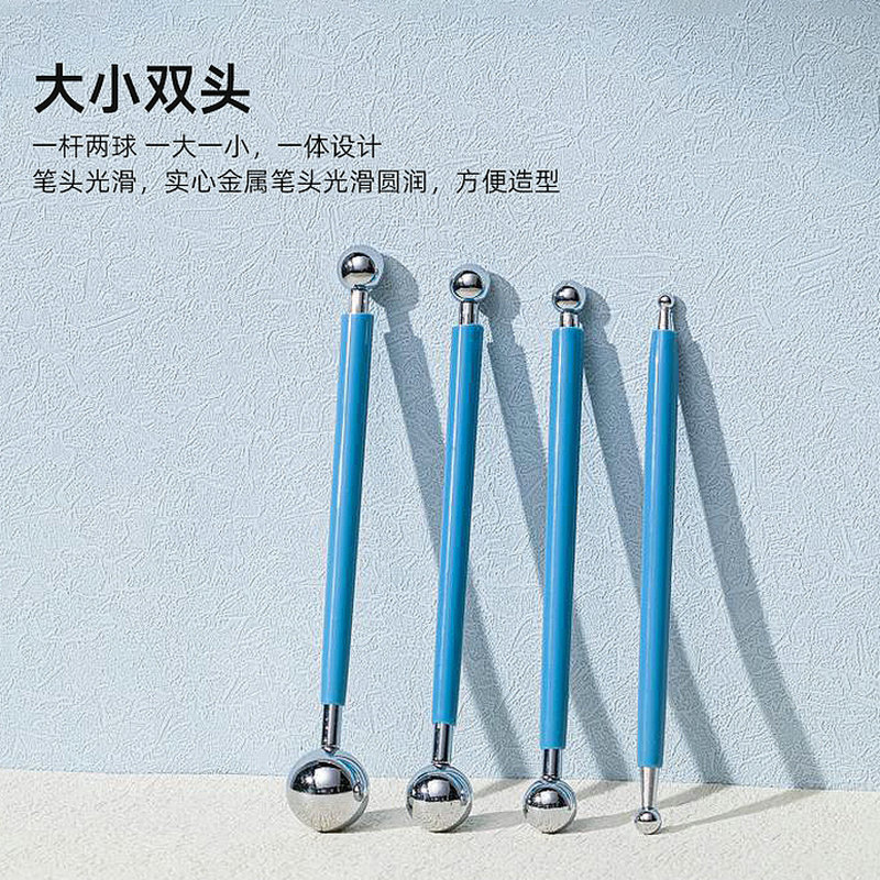 Ultra-ligero de arcilla amasamiento de plástico fondant flor herramienta de modelado sangría hecho a mano arcilla cerámica herramientas 4 8-cabeza píldora palos