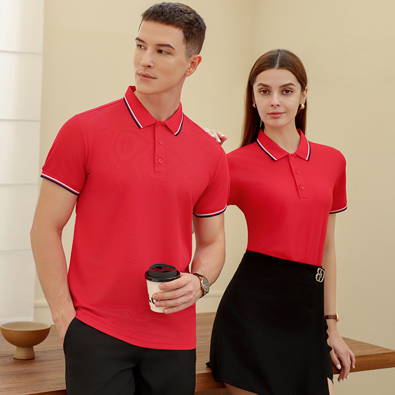 Polo衫工作服印制logo刺绣公司员工店服印做文化衫翻领t恤工装夏