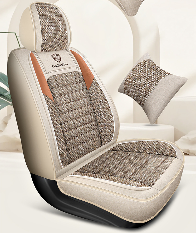 Car Seat Covers for All Seasons, Fully Enclosed, Made of Coarse Linen Fabric, Breathable Summer Seat Covers, Wholesale for Export