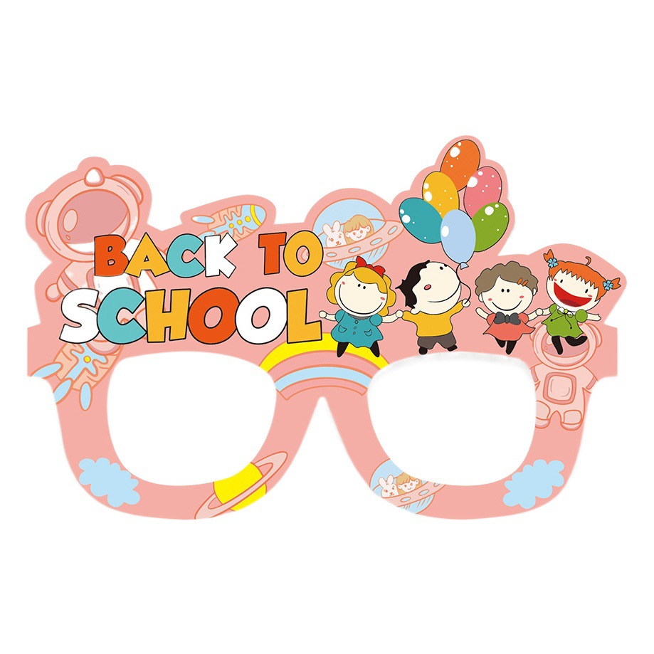 9 unids/set transfronterizo nueva temporada escolar decoración gafas de fiesta kindergarten escuela niños dibujos animados gafas de papel marco
