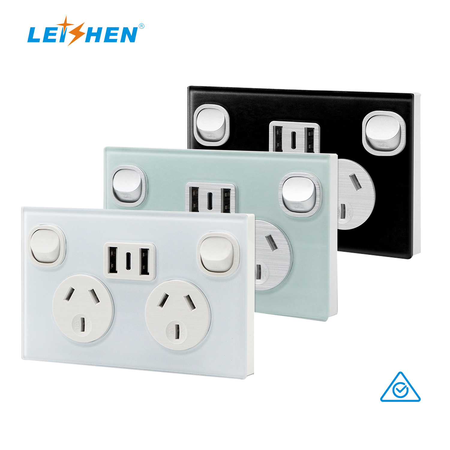 跨境电商澳式SAA认证钢化玻璃墙壁插座 开关插座厂家