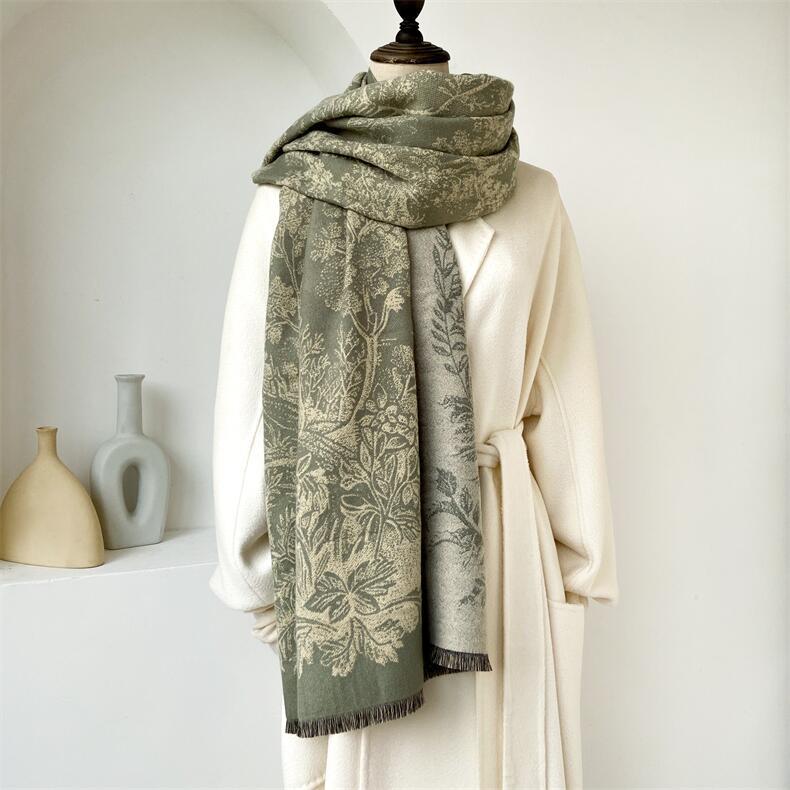 Autunno e inverno nuovi dipinti di paesaggi elegante moda sciarpa scialle lusso donna imitazione cashmere caldo collo_voghion.com