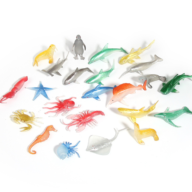 Modelo de simulación de animales marinos transfronteriza 24 pingüino tiburón ballena estrella de mar fábrica de juguetes para niños al por mayor