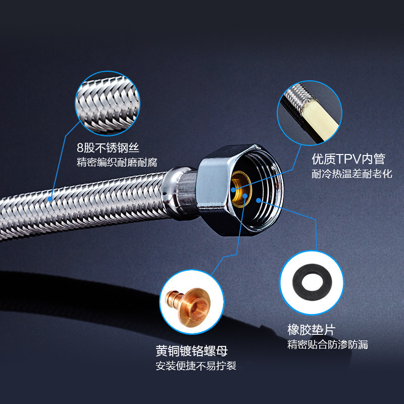 Jomoo 304 ステンレス鋼編組パイプ拡張防爆高圧高温給湯器トイレ温水および冷水入口ホース|undefined