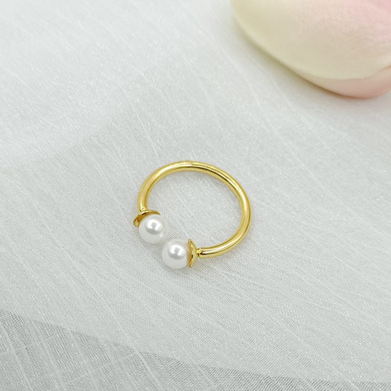 Simple Style Geometric Stainless Steel Plating Artificial Pearls Open Ring
