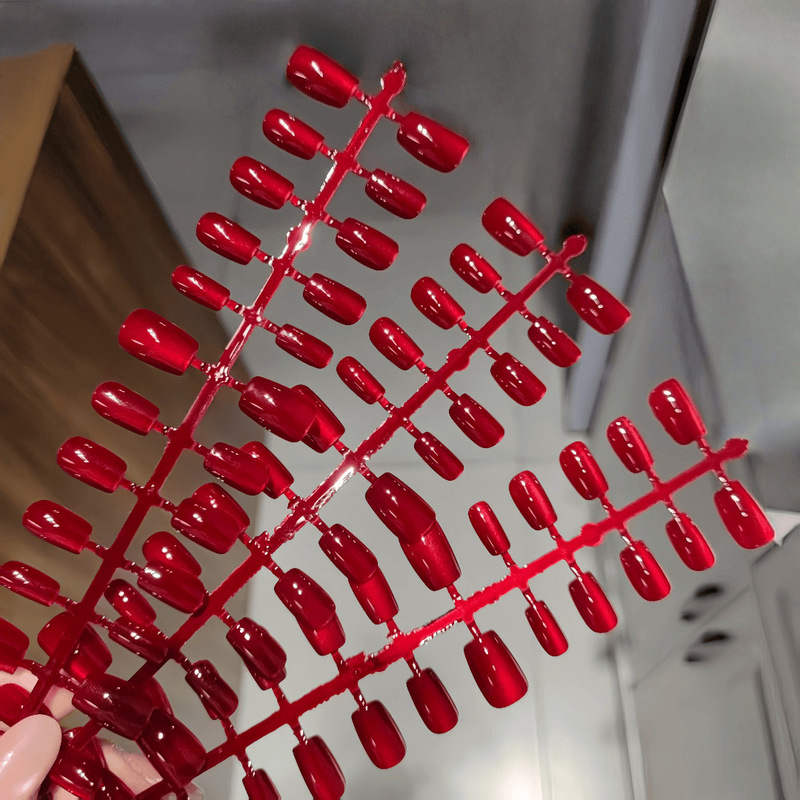 T134 Red Flash Cat Eye Short Ladder Wearable Manicure New Year's Armor Bridal Cat Eye Whitening Flash Fake Nails T134 Red Flash Cat Eye Short Ladder Wearable Manicure New Year's Armor Bridal Cat Eye Whitening Flash Fake Nails