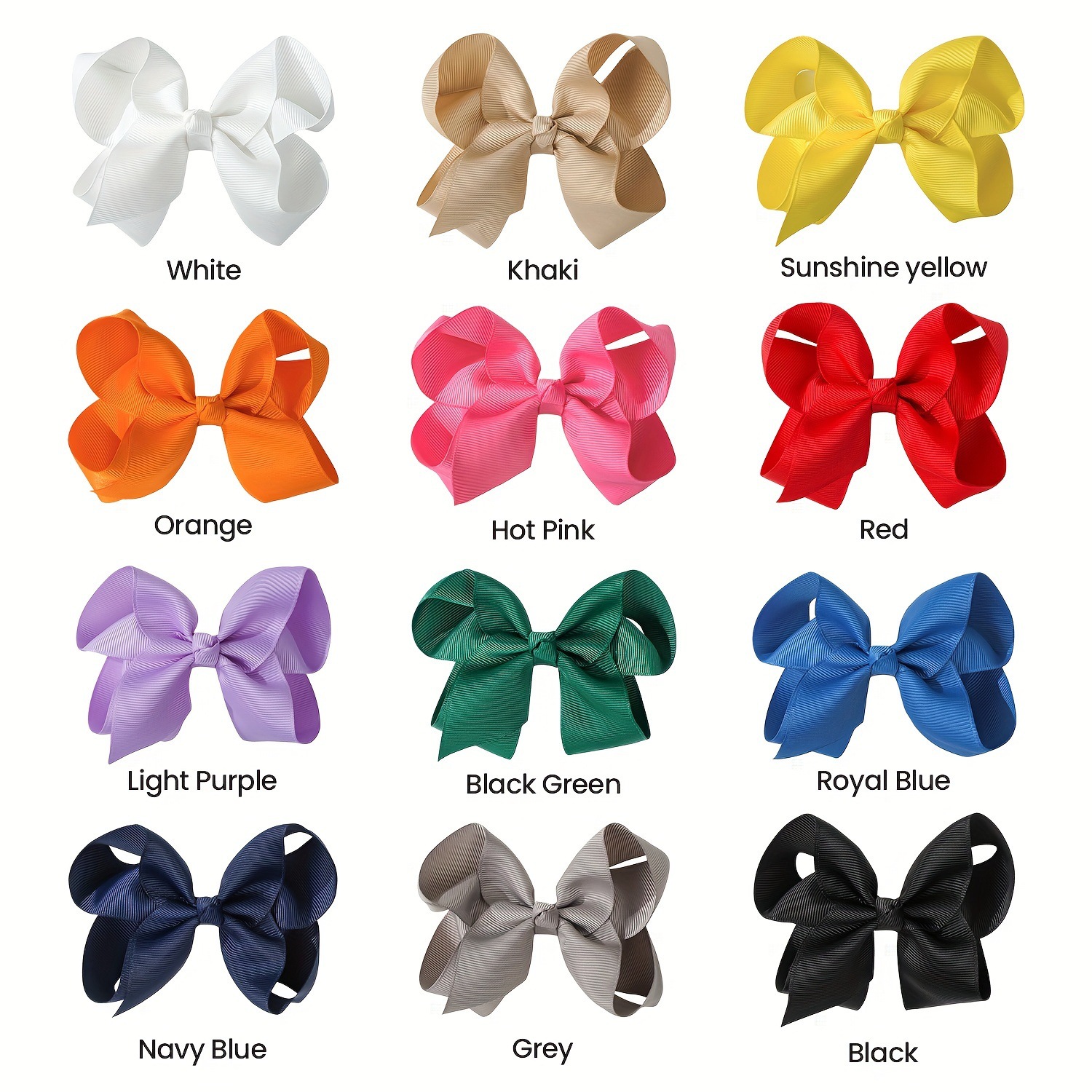 12pcs 6 Inch Girl Hair Bows Boutique Hair Clip Girls 'Cross-border