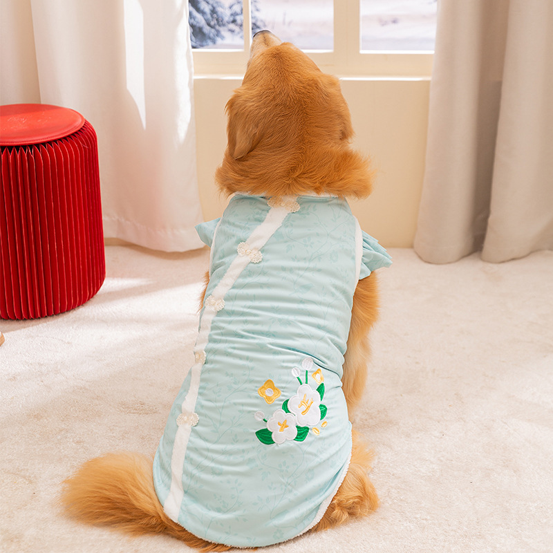 Otoño y invierno perros chinos abrazadera de algodón perros grandes de cabello dorado perros grandes Tang vestido de ropa de mascota Samoa dos pies