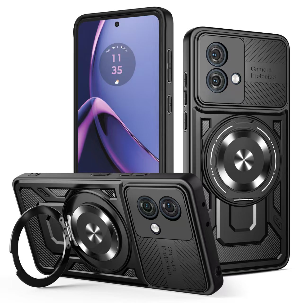 Aplicable MOTO G84 Youjia funda para teléfono móvil G54 descompresión giratoria 360 soporte magnético dos en uno funda protectora anti-caída image 7