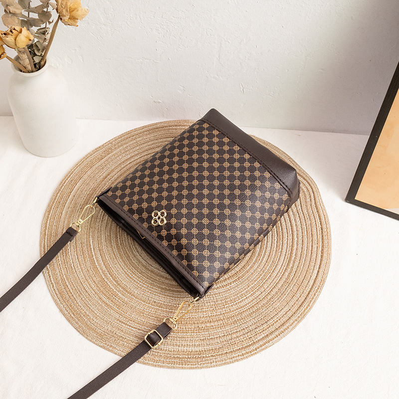 Bolso de Balde Retro con Estampado de PU con Cierre de Cremallera para Uso Diario