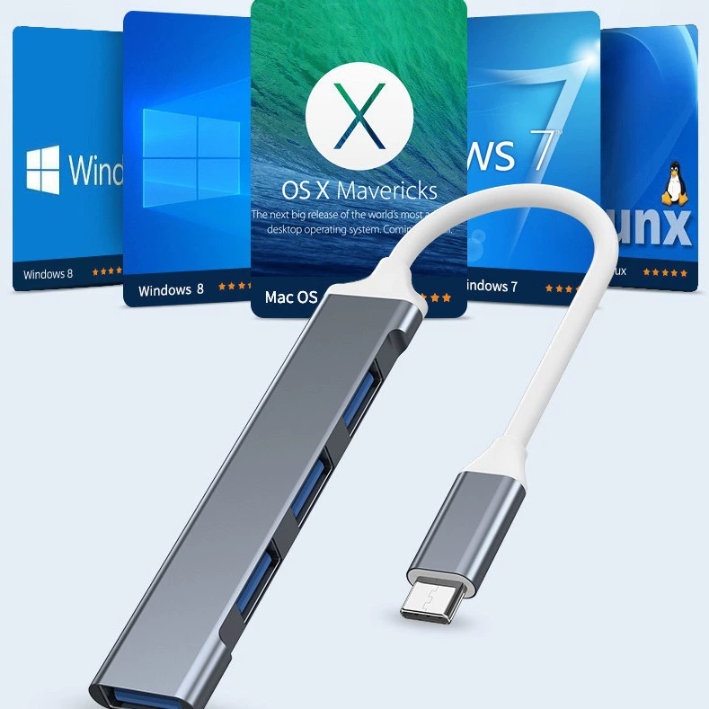 Type‑C док‑станция one‑drag четыре порта USB3.0 для мобильного телефона и компьютера, с питанием, расширительный хаб