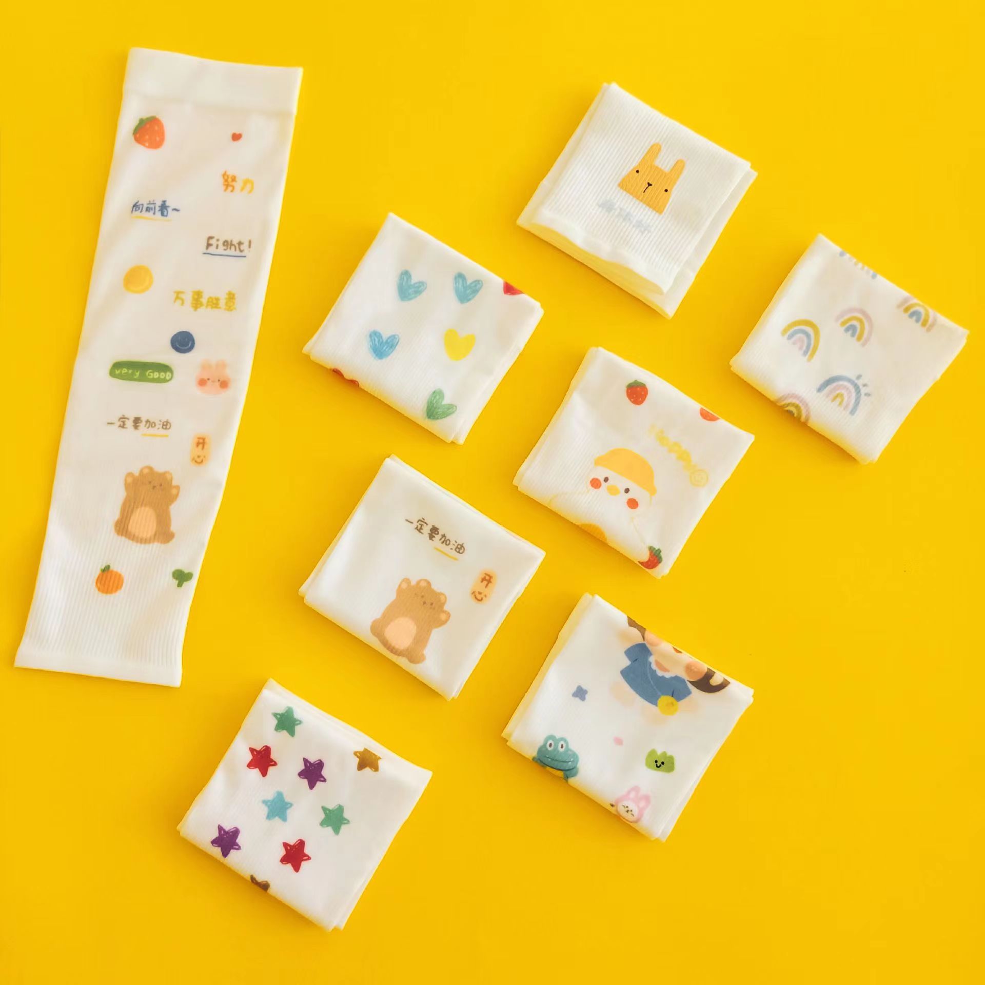 Children's Sun Protection Sleeve Socks Summer Baby Cute Mosquito Proof Ice Socks Cartoon Student Version Ice Silk For Boys And Girls Arm Socks