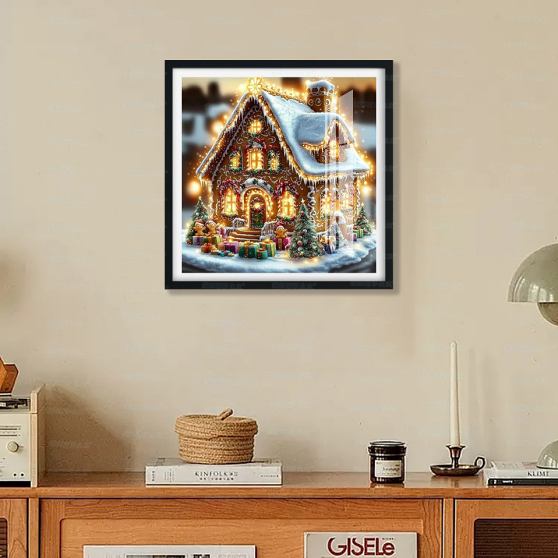Mona Lisa Real bordado cruzado de Navidad casa de pan de jengibre nuevo estilo moderno paisaje hermoso bordado de hilo de ensueño artesanal image 1