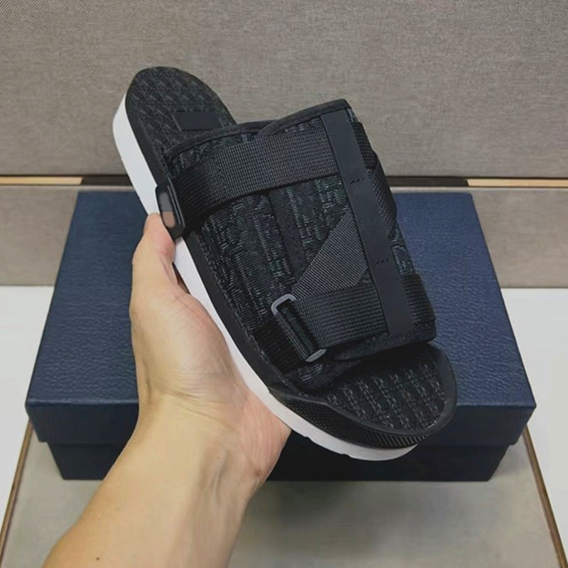 Webbing Cross Slippers for Men's Summer Outer Wear D Letter Jacquard Denim Slippers Export Cross-Border Sandals