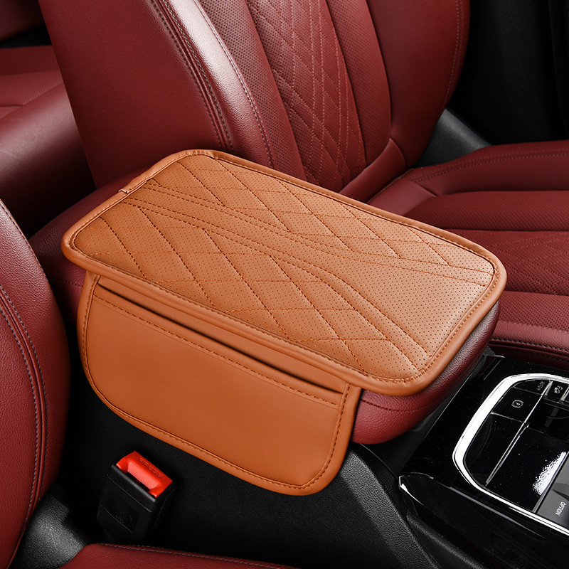Car Center Console Armrest Box Pad, Widened and Thickened Leather Armrest Storage Box Pad, Universal Car Storage Bag, Multifunctional