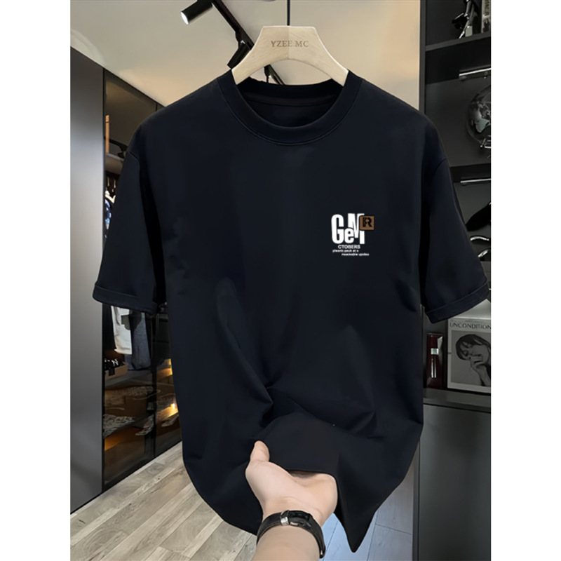T-shirt corta girocollo in puro cotone uomo donna trendy e alla moda versione coreana versatile base a mezza manica_voghion.com