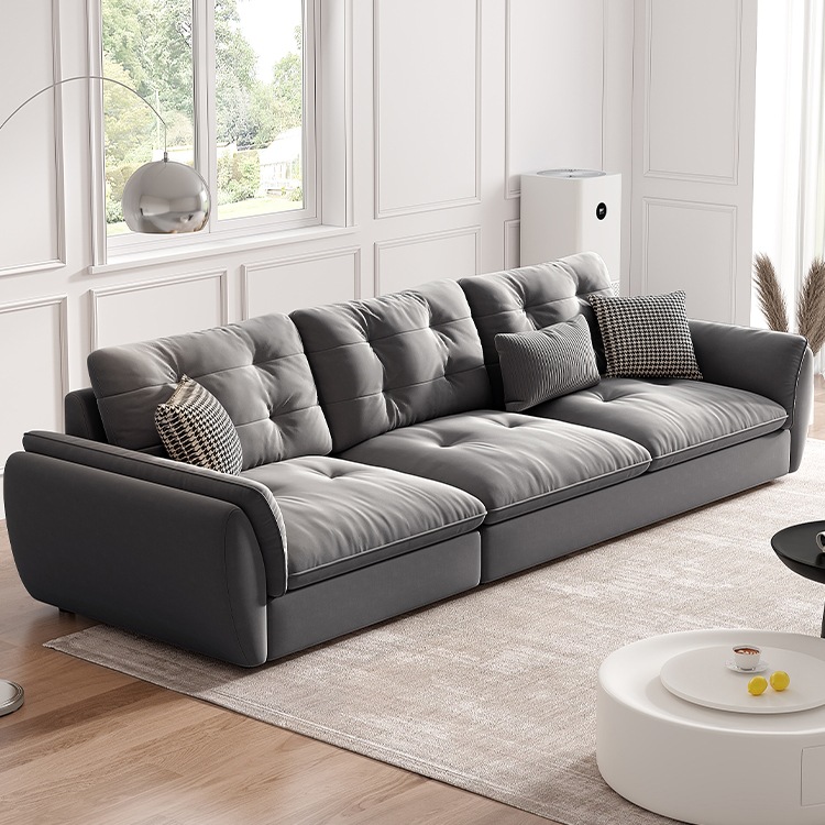 New Cream Style Living Room Small Apartment Simple Modern Light Luxury Technology Fabric Sofa Home Straight Row Cloud Sofa