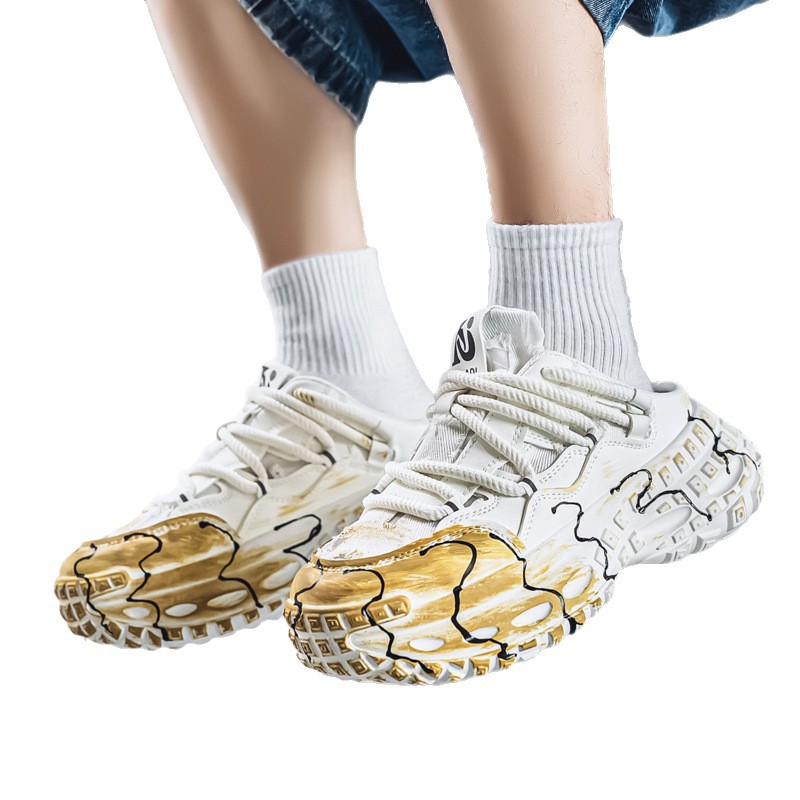 Baotou semi-soporte zapatos de papá verano para hombres nuevos zapatos exteriores personalidad adolescentes zapatos de hombre zapatos casuales de suela gruesa