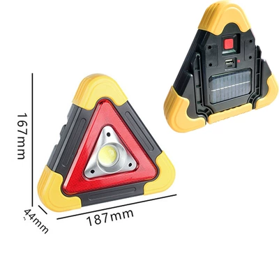 Cross-Border Tripod Warning Light Warning sign - small-solar-panel-built-in-1200ma-battery