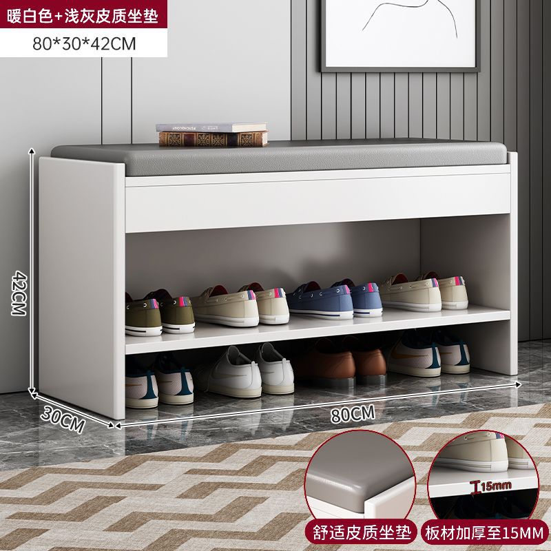 [라이트 그레이 가죽 쿠션] 웜화이트 80cm.