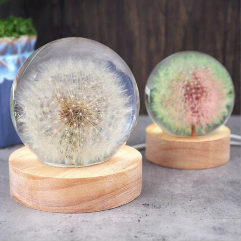 Epoxy Resin Night Light DIY Kit — Silicone Mold & Mirror-Effect Globe, 60/80 mm Lamp Base Options