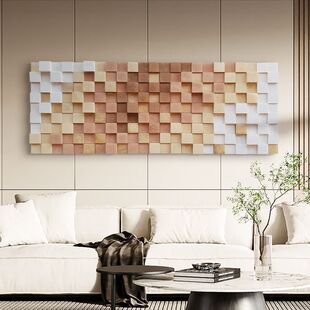 Modern Simple Handmade Stereo 3D Solid Wood Gradient Decorative Painting Art High-End Hotel B&B Corridor Installation Hanging Painting