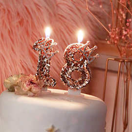 生日数字蜡烛浪漫ins儿童蛋糕装饰宝宝周岁场景布置插牌批发