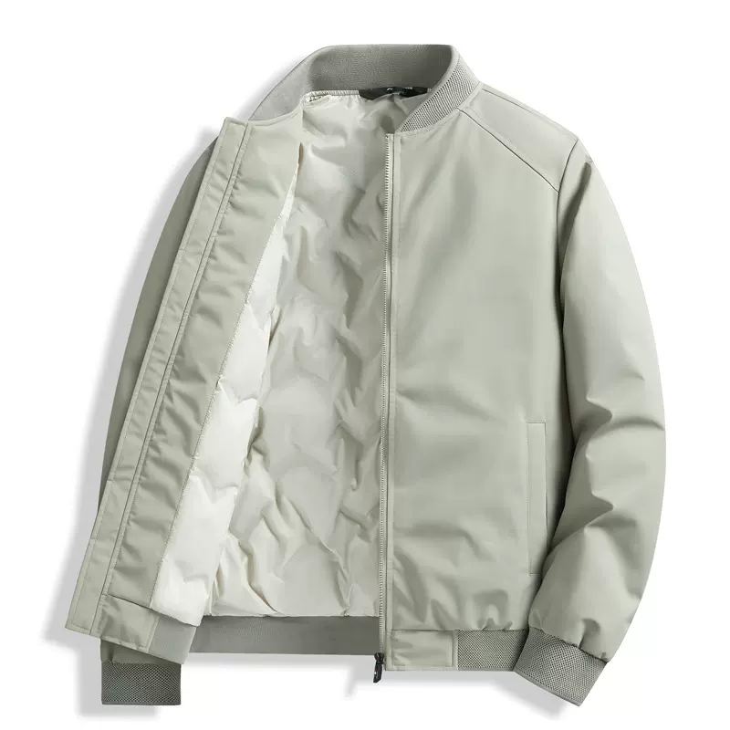 简恒跨境棒球领羽绒服男款冬季保暖御寒50%灰鸭绒防寒外套男休闲