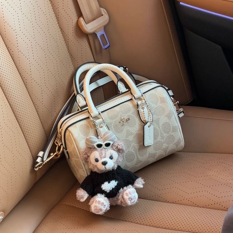 Vintage Monogram Mini Boston Women's Bag Single Shoulder Crossbody Handbag Pillow Bag Elegant Mature Style