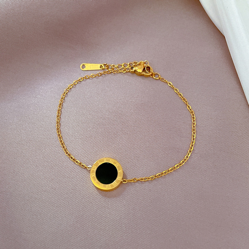 [Full body titanium steel] East Gate Furnace Gold Electroplating Personalized Roman Fritillaria Bracelet Female Netizen_voghion.com