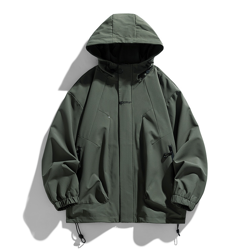 Ropa de asalto masculina estilo japonés estilo encapuchado suelto primavera y otoño estilo americano chaqueta de trabajo casual chaqueta de color sólido chaqueta superior para hombres