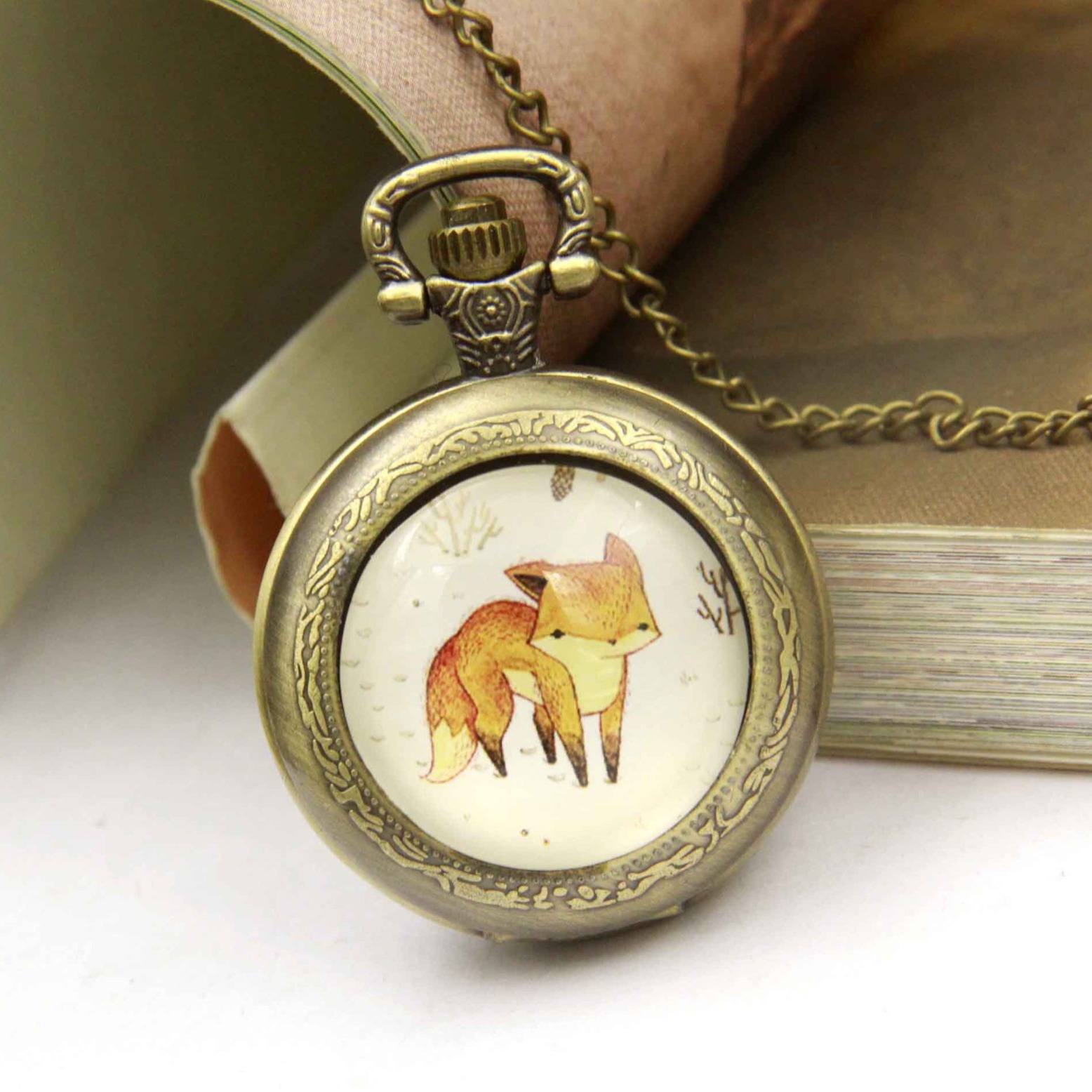 New pocket watch retro pocket watch fashion pocket watch anime pocket watch anime watch Fox pocket watch