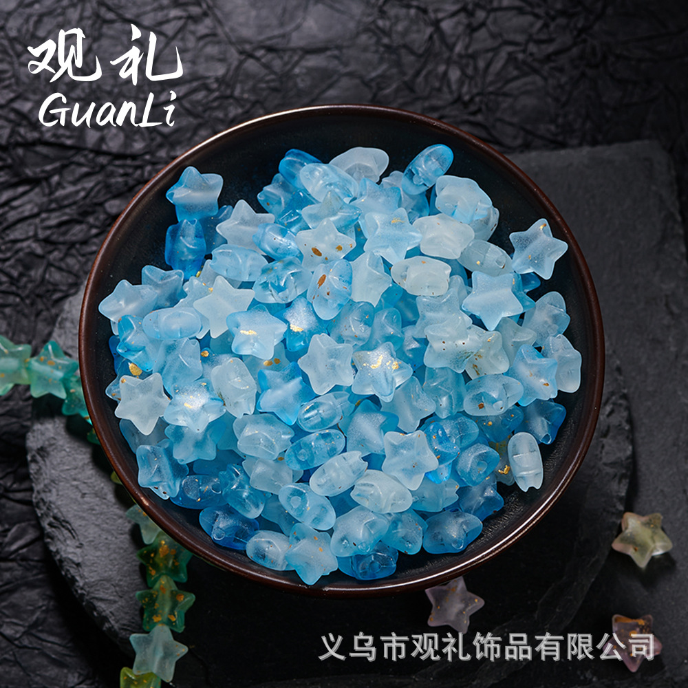 Foil de oro esmerilado estrella de pentaco de forma especial pulsera acrílica diy accesorios de cadena de cuentas de teléfono móvil cuentas sueltas