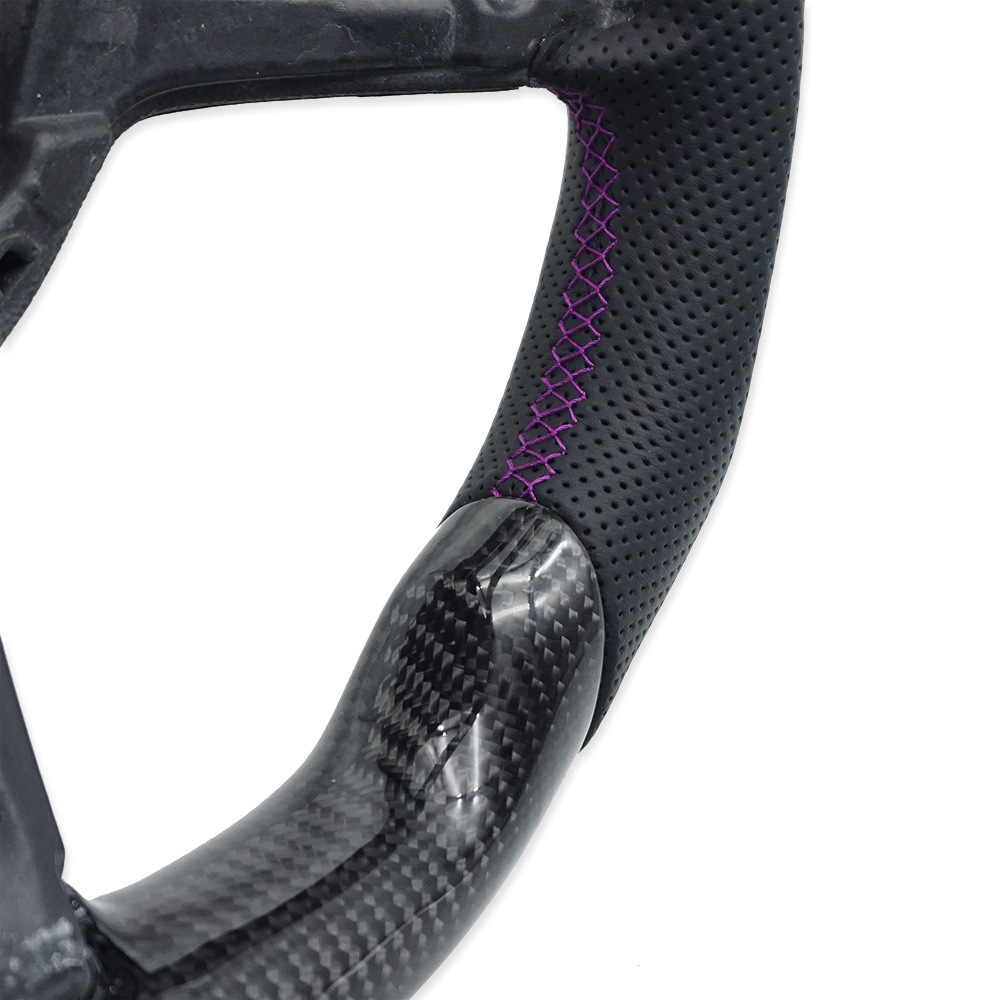 Suitable for Golf 7 7.5 GTI carbon fiber RLINE sports steering wheel with purple stripe and purple return-to-center mark