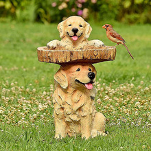跨境树桩树脂喂鸟器庭院设计摆件鸟群投喂器设计装饰品狗宠物摆件