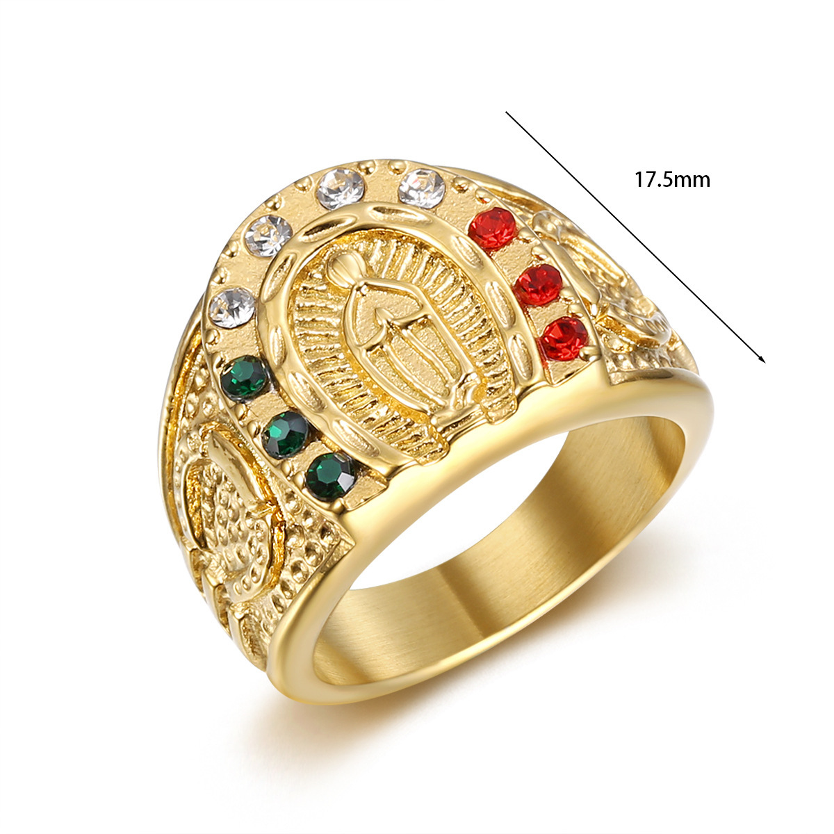 20g Weight Rhinestones Inlay Material Rings Classification Hip-Hop Color Block Titanium Steel Inlay Rhinestones Men's Rings