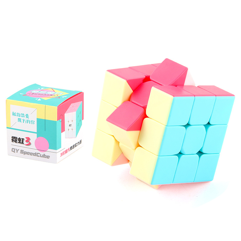 Qiyi Rubik Cube dos tres cuatro cinco orden Rubik Cube de neón macaron color pirámide Rubik Cube Caja de color Ciencia y Educación Juguetes Educativos
