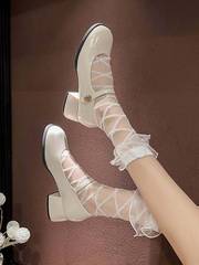 Summer ultra-thin socks cross glass silk calf socks similar to Lolita JK socks for women crystal silk sweet girls