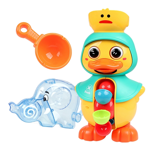 Mengmeng duck water truck [cardamom green]+blue transparent elephant sprinkle kettle to send 1 spoon