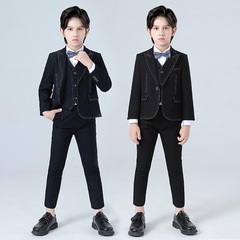 Children's Set Autumn/Winter New Stylish Boy Formal Suit Three-Piece Set Gentleman Style Stage Piano Host Performance Costume